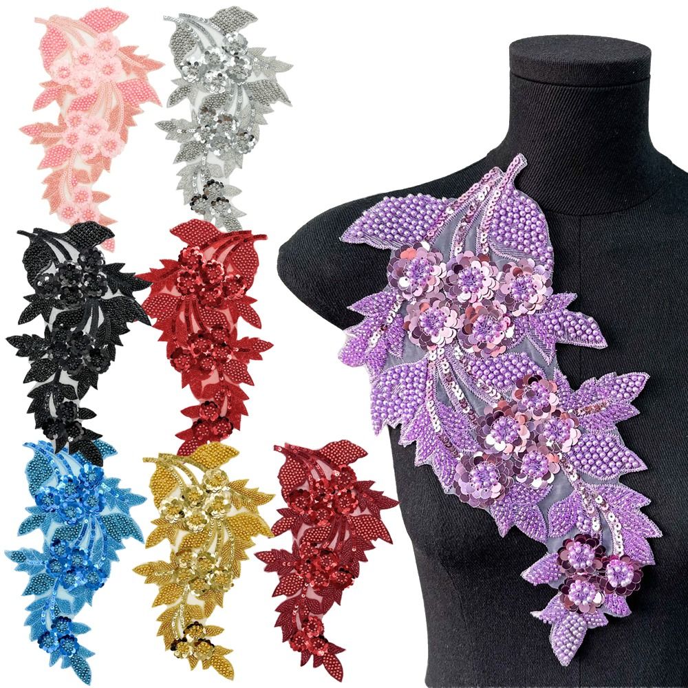 Applique Patch Flower - Modische 3D-Pailletten-Blumen-Applikationen, Stickerei-DIY-Kleidungsapplikationen, Handgefertigte Bestickte Aufnäher